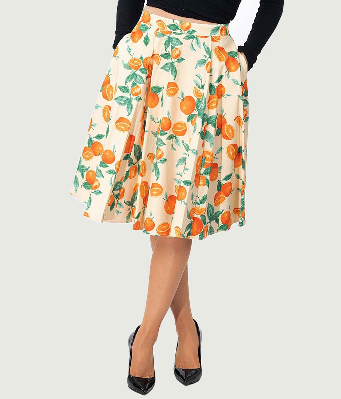 Classic Pinup E Rose Orange Skirt  B20524-42023