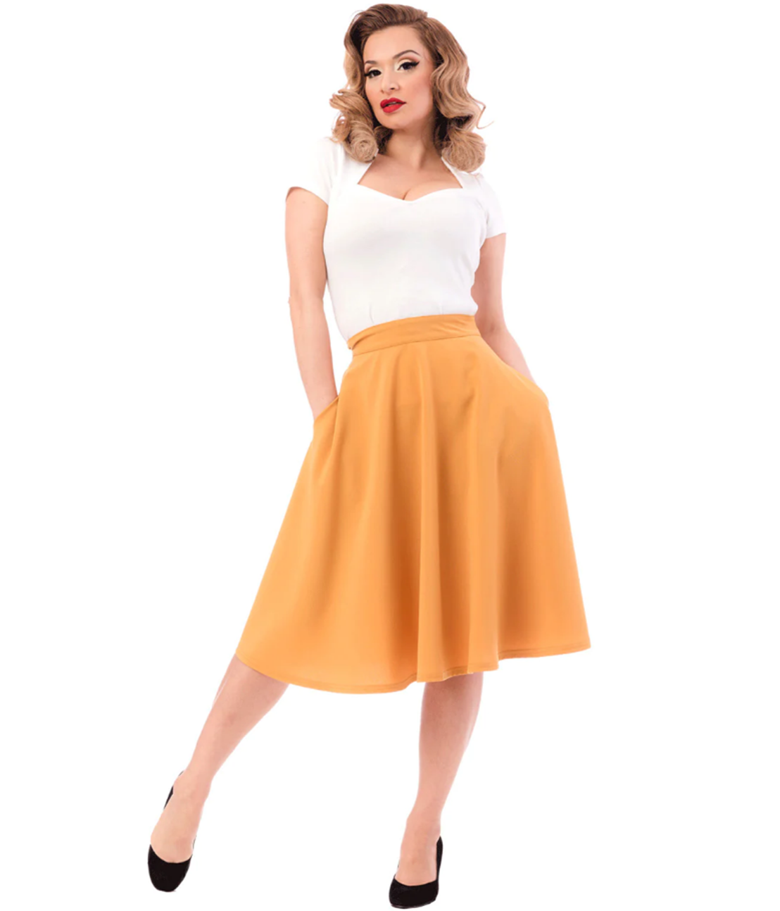 Sassy H Waist Skirt Mustard